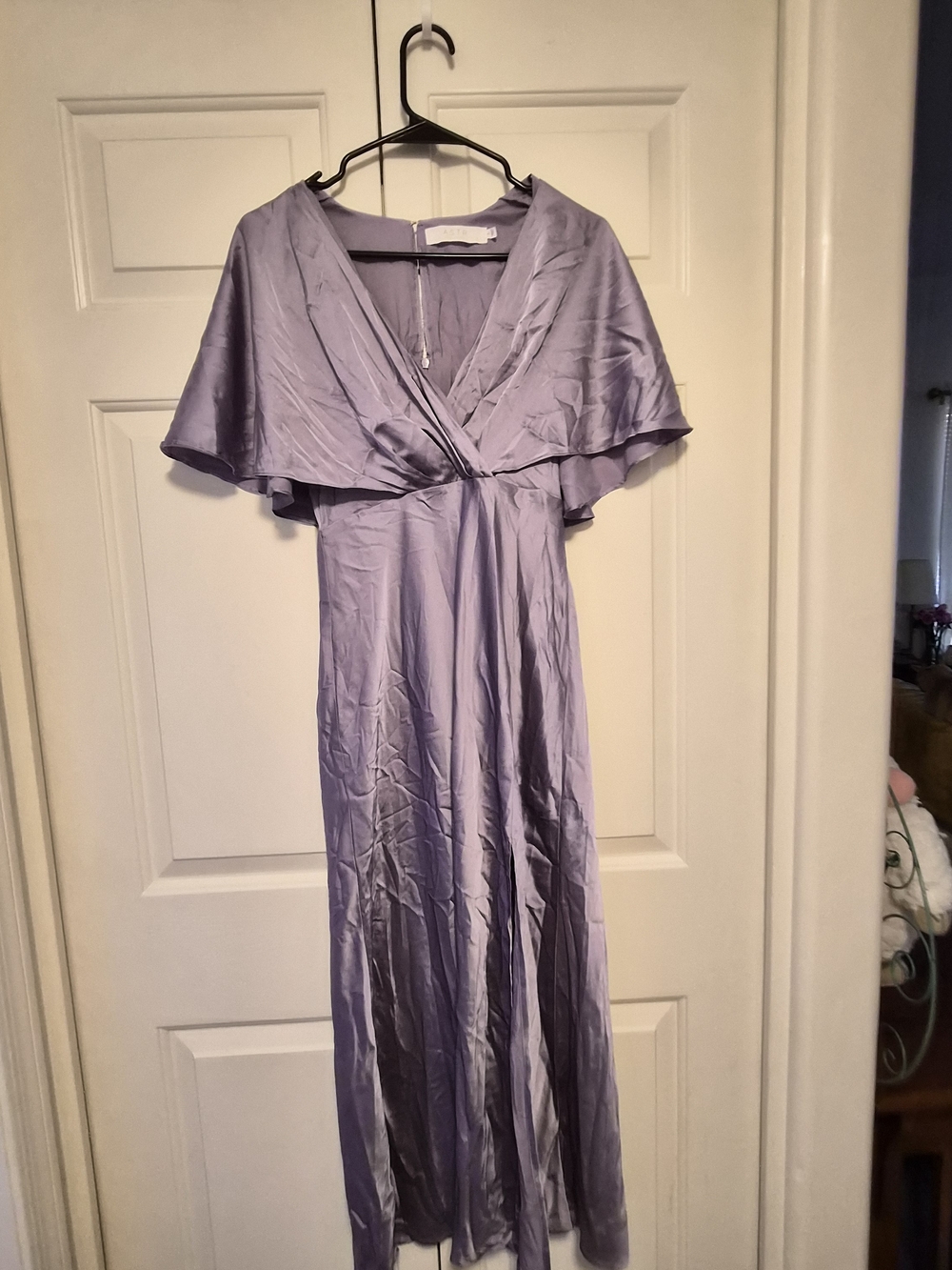 Astr Lavender Wrap Maxi Dress with Flutter Sleeves